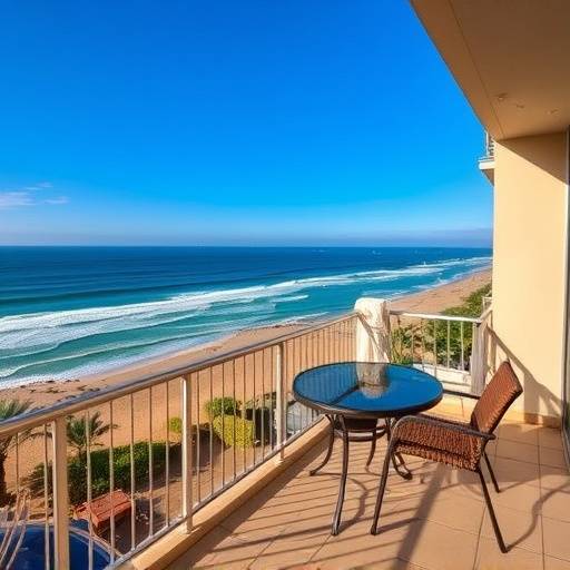 Beachfront apartment with balcony overlooking the Indian Ocean in Durban