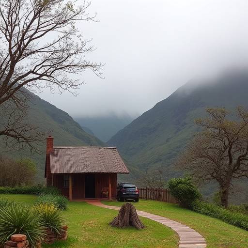Rustic cottage in the Drakensberg mountains with hiking trails